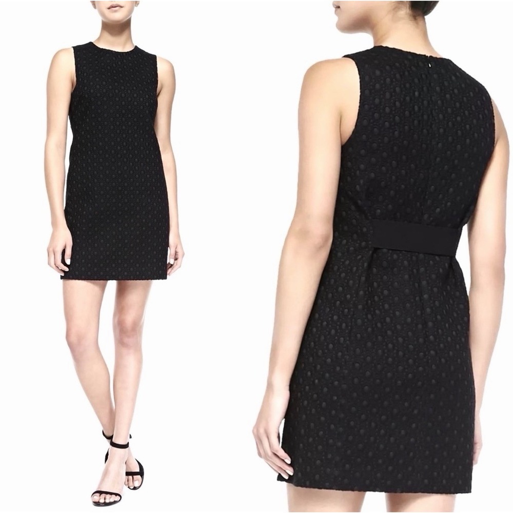 Theory Gwideen Eyelet Dress Shift‎ Pencil Office Mini Black Dress Size 4